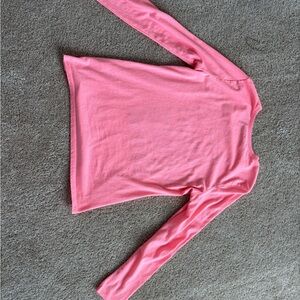 Lightweight Long-Sleeve Crewneck Top — Pink